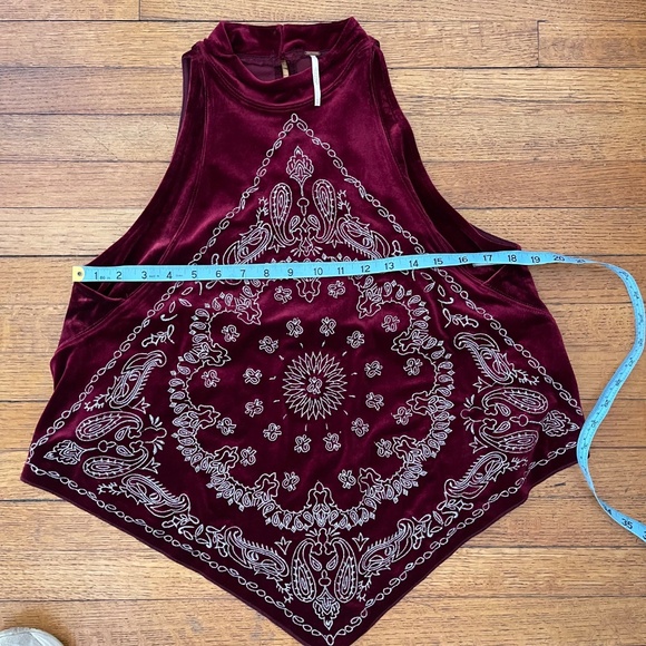 EUC Free People Red Velvet bandana bling top WhimsiGoth Witchy Sz Small - Picture 5 of 5